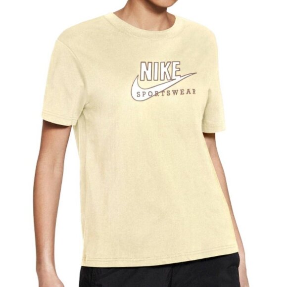 NIKE Pale Yellow Signature Tee Shirt, Short Sleeve, Chevron Stripe Back, NWT!! - Picture 1 of 13